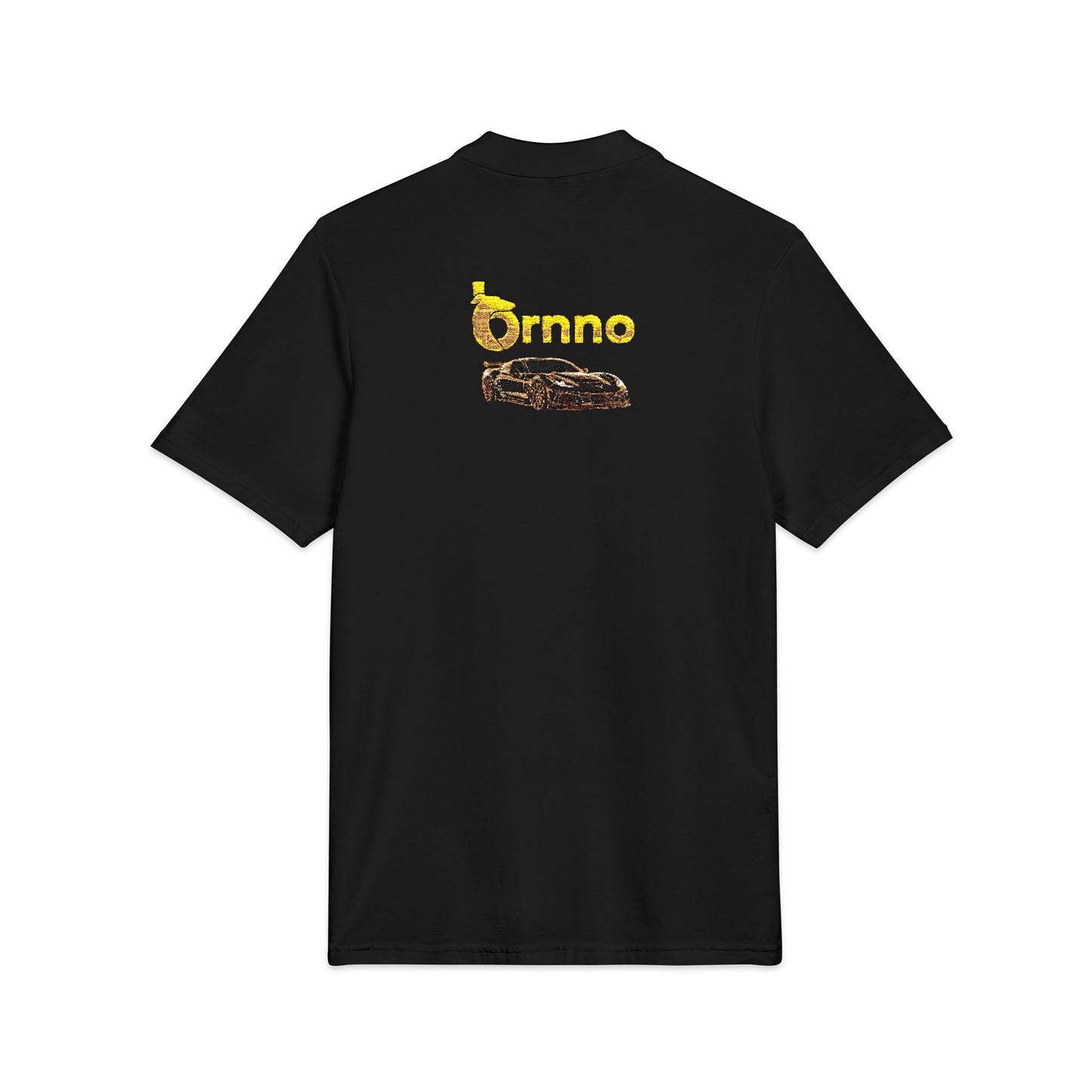 Embroidered "Bronco" Polo Shirt — Black Pique Casual Workwear