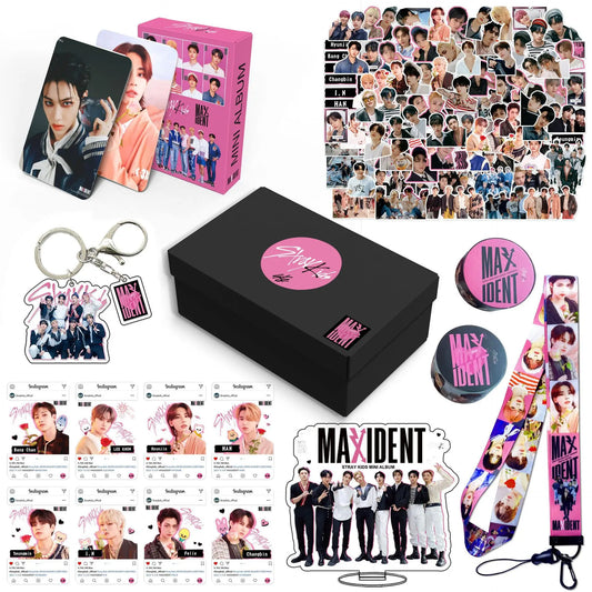 Kpop StrayKids MAXIDENT Album Peripheral Gift Bag - SKZOO Keychain Sticker Standee Lanyard Photocard