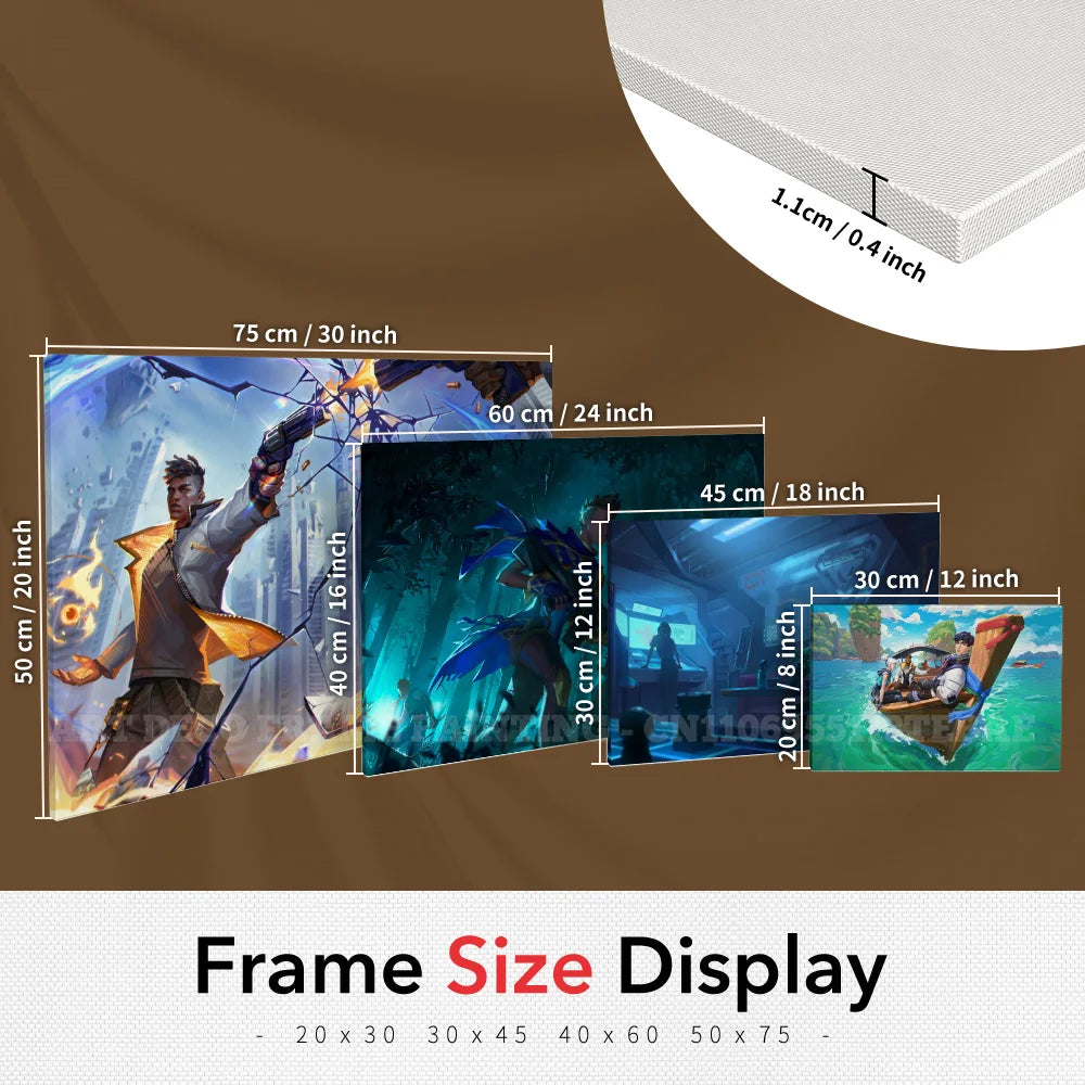 Valorant With Frame Decor Pictures Hot Game Anime Canvas Wall Artwork Paintings Printed Poster Living Room Home Decoration Mural