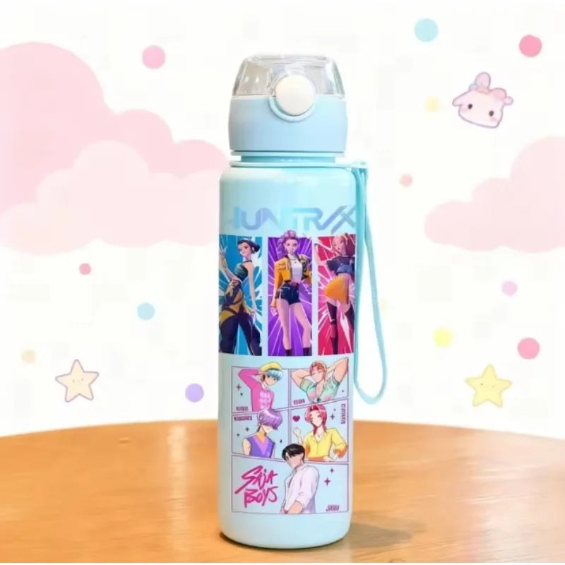K Pop Demon Hunters 700ML Girls Water Cup Cartoon Water Bottle Boys Sport Leak Proof Plastic Cup Kids Cute Birthday Gifts