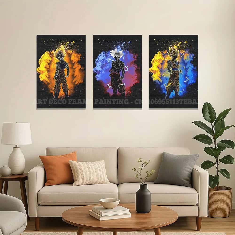 Room Wall Artwork Canvas Print Anime Dragon Ball Role With Frame Posters Home Decor Picture Modern Interior Painting Decoration