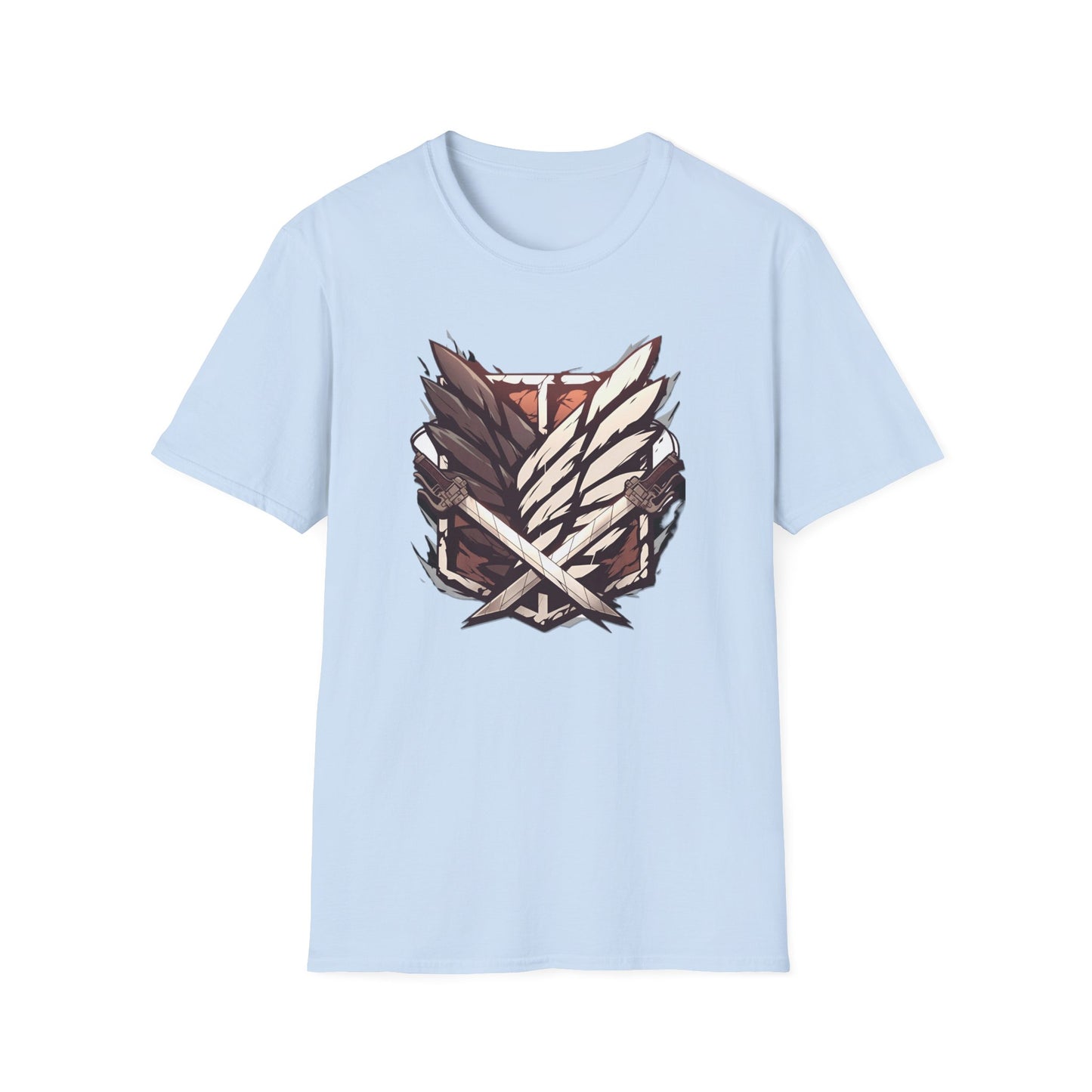 Anime Scout Emblem T-Shirt — Dark Silhouette & Feather Crest Graphic Tee