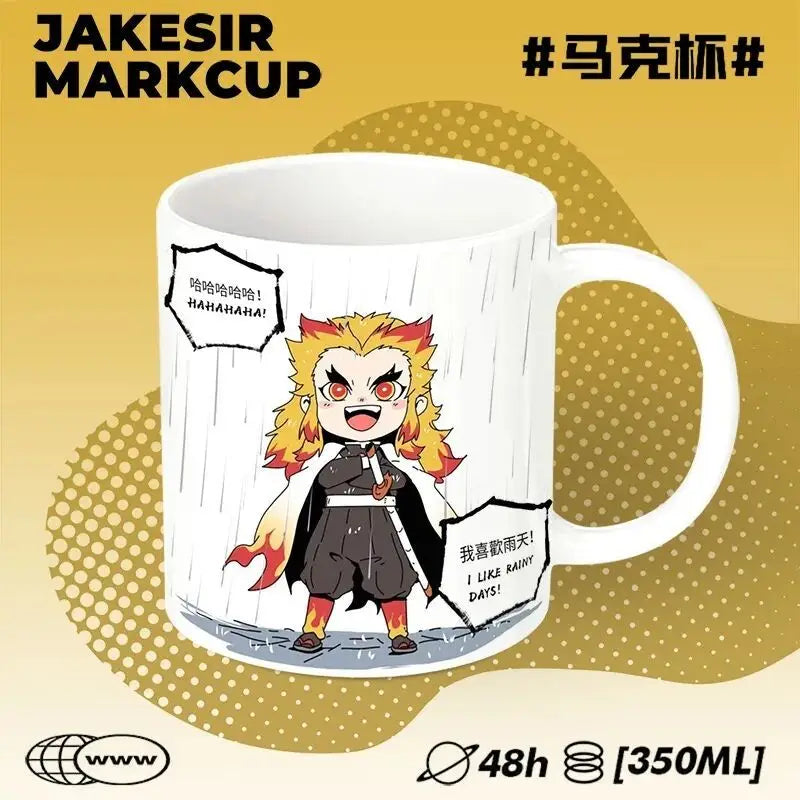 Creative Demon SlayerQ Edition Kanroji Mitsuri Tokitou Muichirou Nezuko Cute Anime Cartoon Pattern Fashion Ceramic Water Cup