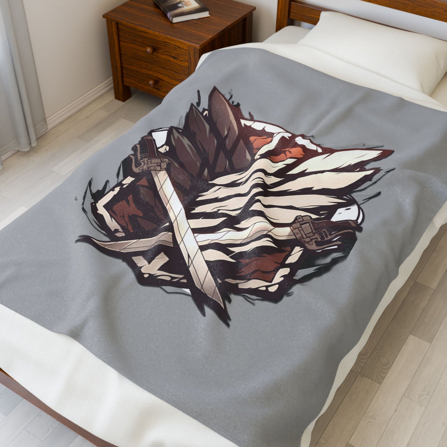 Attack on Titan Logo Velveteen Plush Blanket - Anime Fan Merch