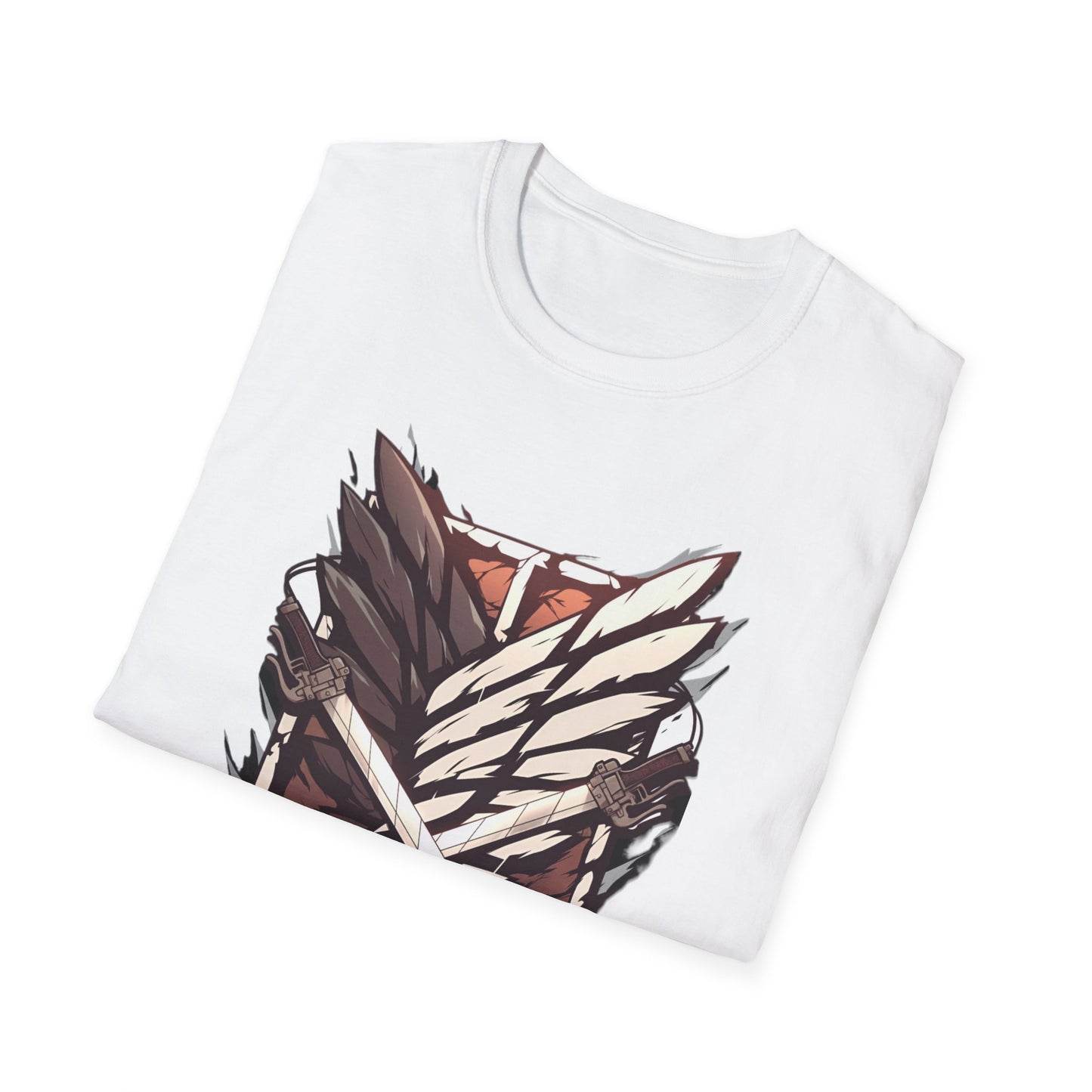 Anime Scout Emblem T-Shirt — Dark Silhouette & Feather Crest Graphic Tee