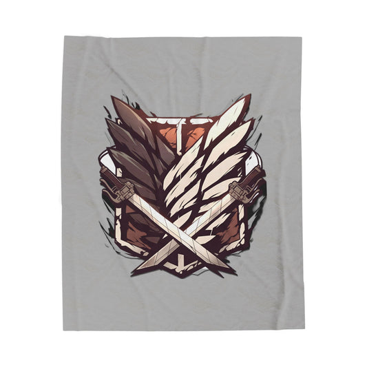 Attack on Titan Logo Velveteen Plush Blanket - Anime Fan Merch