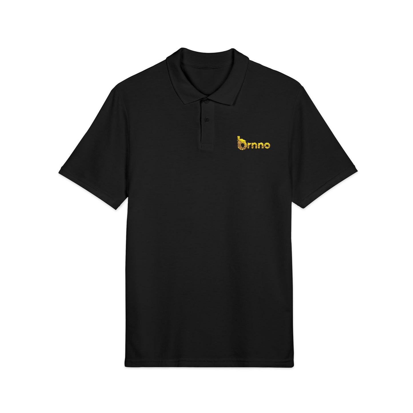 Embroidered "Bronco" Polo Shirt — Black Pique Casual Workwear