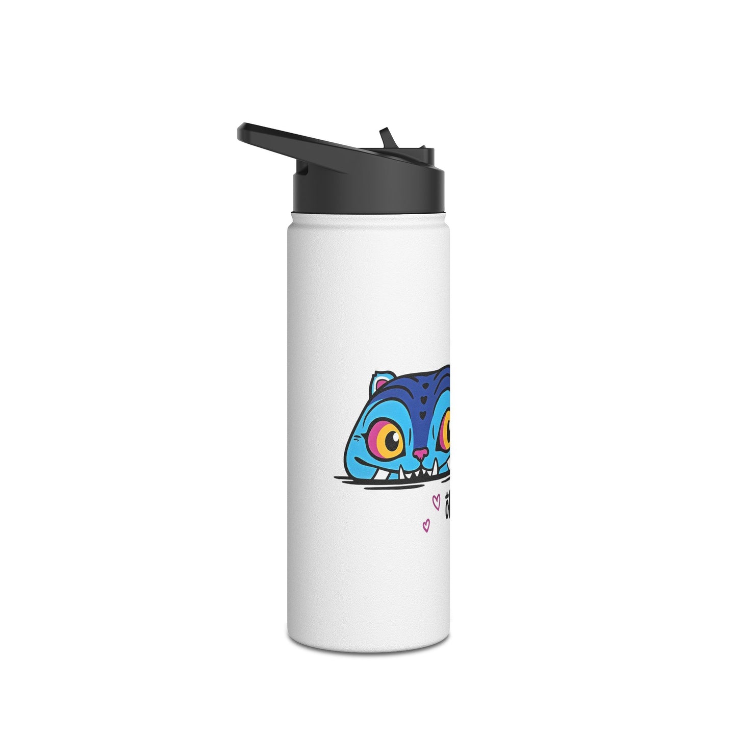 K-pop Demon Hunters - Derpy Cat Stainless Steel Water Bottle — Cute Korean ‘헤헤’ Peeking Design