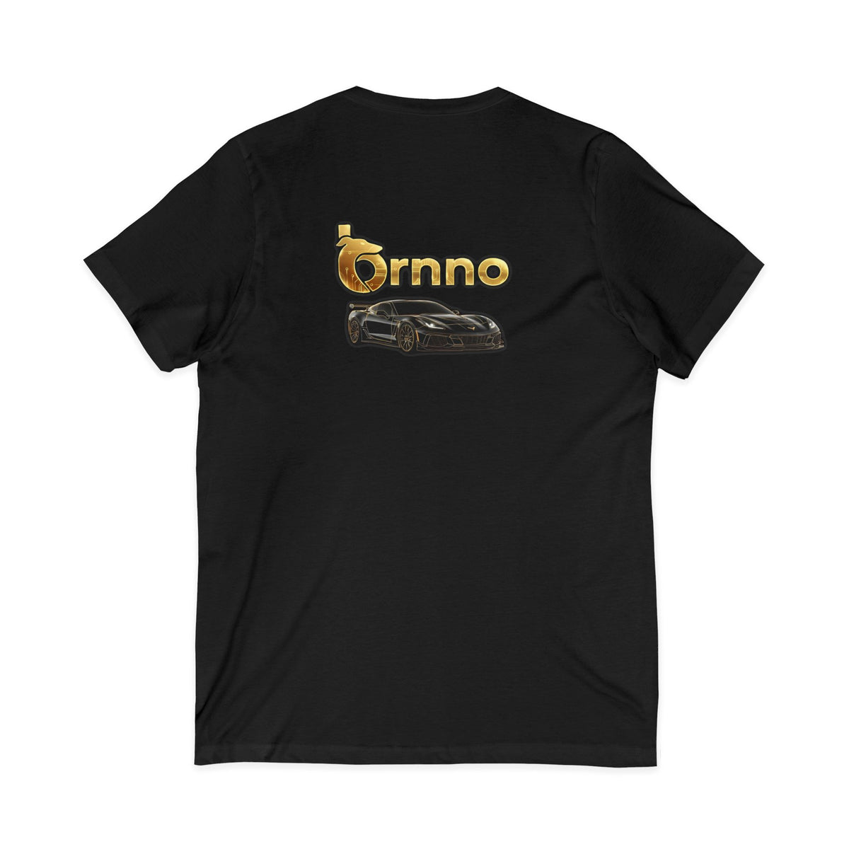 Luxury Gold 'Brnno' V-Neck Tee with Sports Car Graphic