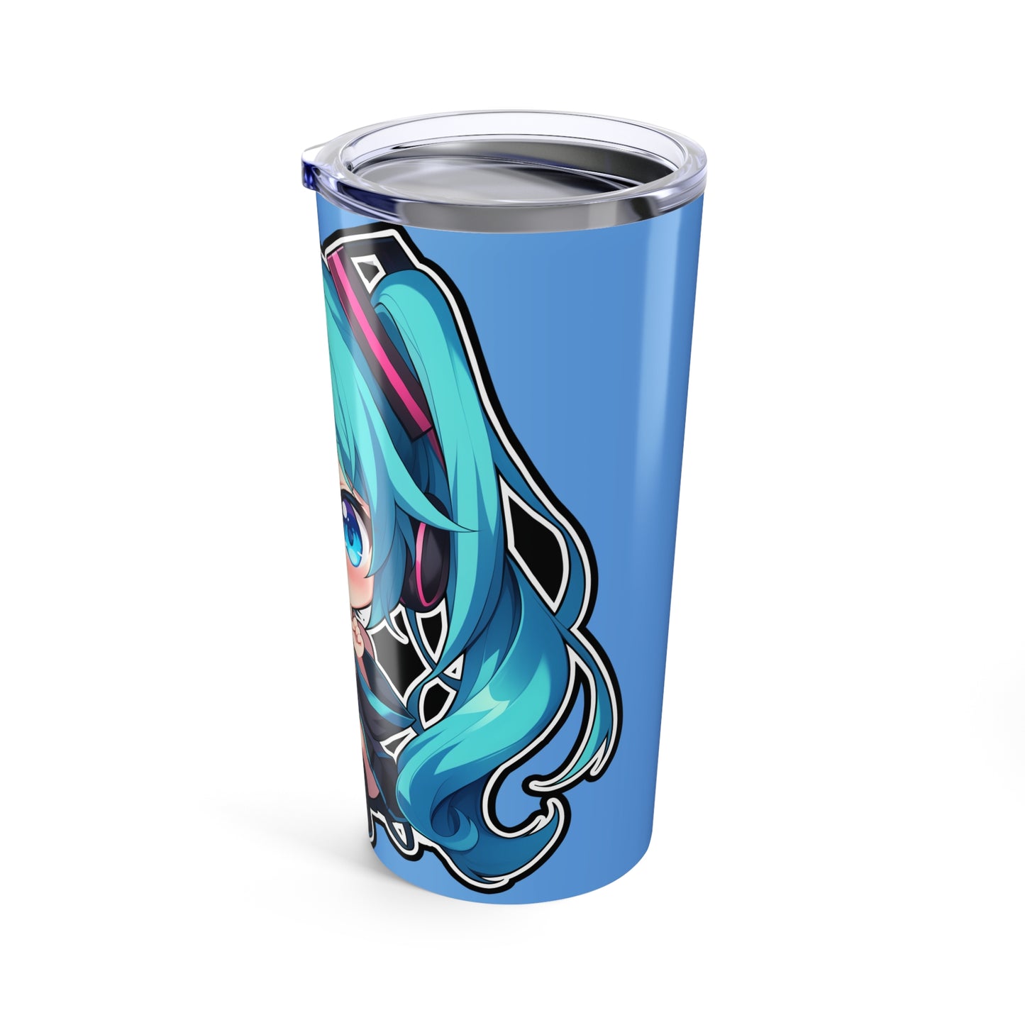 Chibi Anime Girl Stainless Steel 20oz Tumbler — Cute Blue Vocaloid-Inspired Design