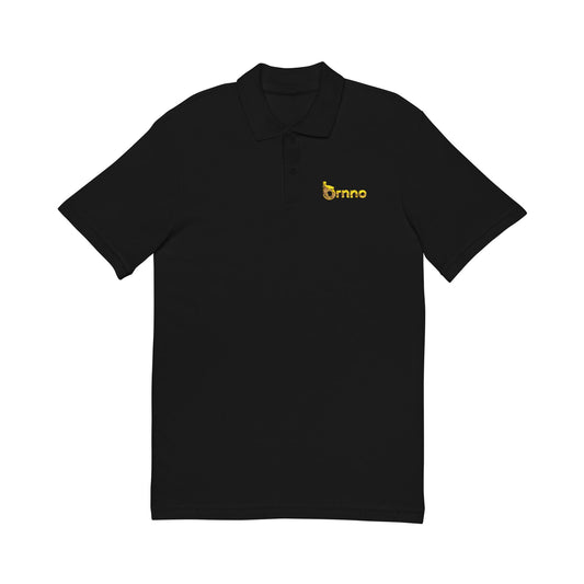 Embroidered "Bronco" Polo Shirt — Black Pique Casual Workwear
