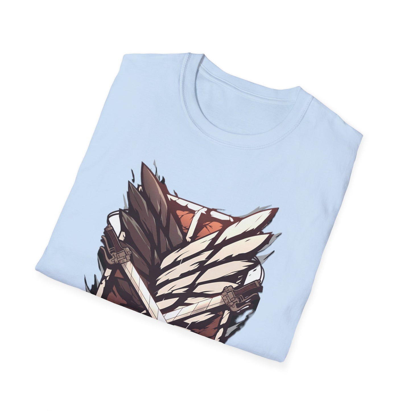 Anime Scout Emblem T-Shirt — Dark Silhouette & Feather Crest Graphic Tee