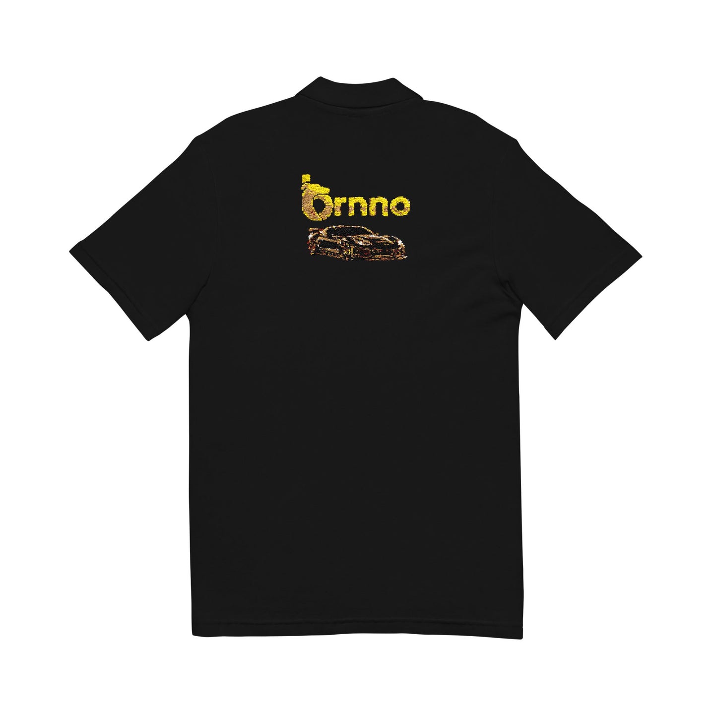 Embroidered "Bronco" Polo Shirt — Black Pique Casual Workwear