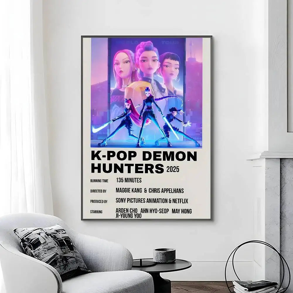 Cartoon Movie K-Pop Demon Hunters-A Poster Canvas painting poster with prints Home bedroom living room decoration gift