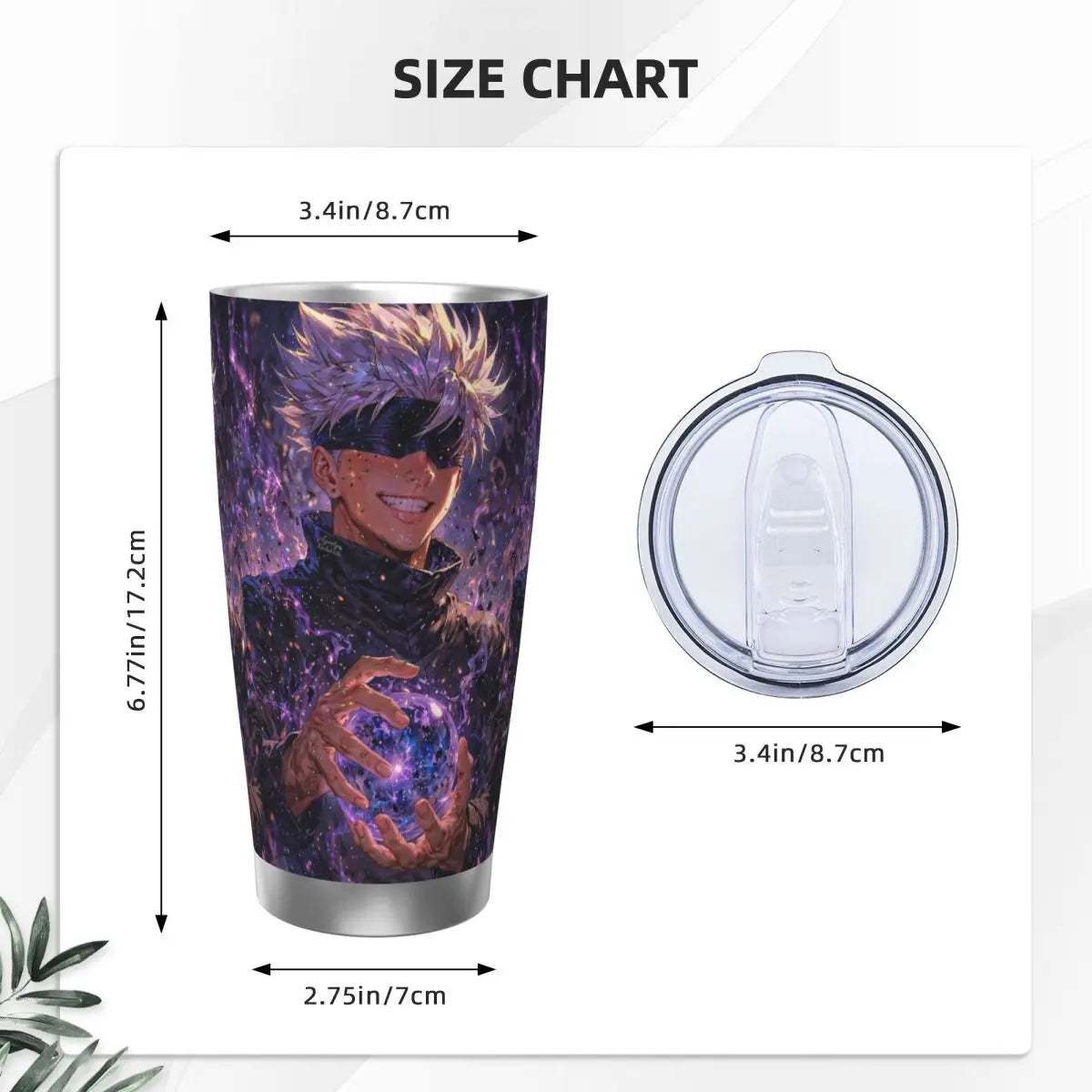 Jujutsu Kaisen Satoru Gojo Stainless Steel Tumbler Vacuum Insulated Mug Thermal Cold Cups Straw With Lid 20oz