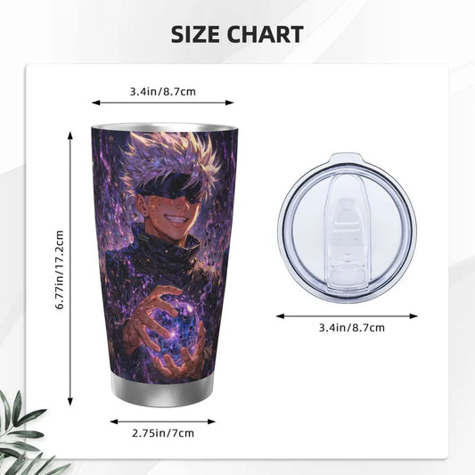 Jujutsu Kaisen Satoru Gojo Stainless Steel Tumbler Vacuum Insulated Mug Thermal Cold Cups Straw With Lid 20oz