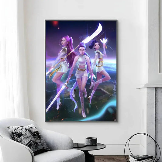 Cartoon Movie K-Pop Demon Hunters-A Poster Canvas painting poster with prints Home bedroom living room decoration gift