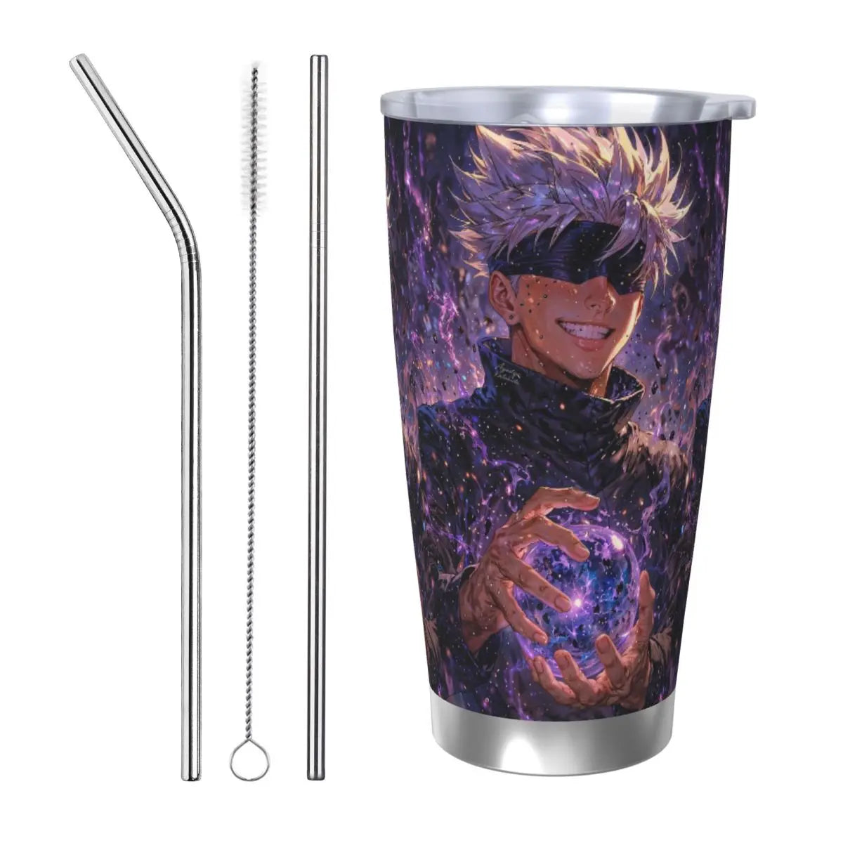 Jujutsu Kaisen Satoru Gojo Stainless Steel Tumbler Vacuum Insulated Mug Thermal Cold Cups Straw With Lid 20oz