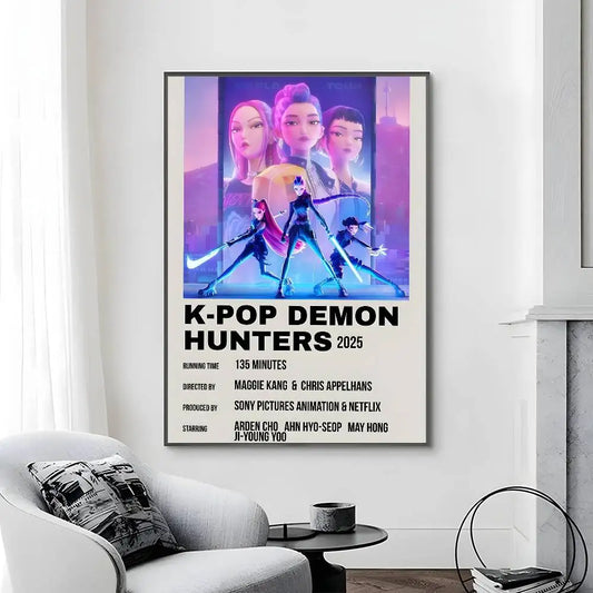 Cartoon Movie K-Pop Demon Hunters-A Poster Canvas painting poster with prints Home bedroom living room decoration gift