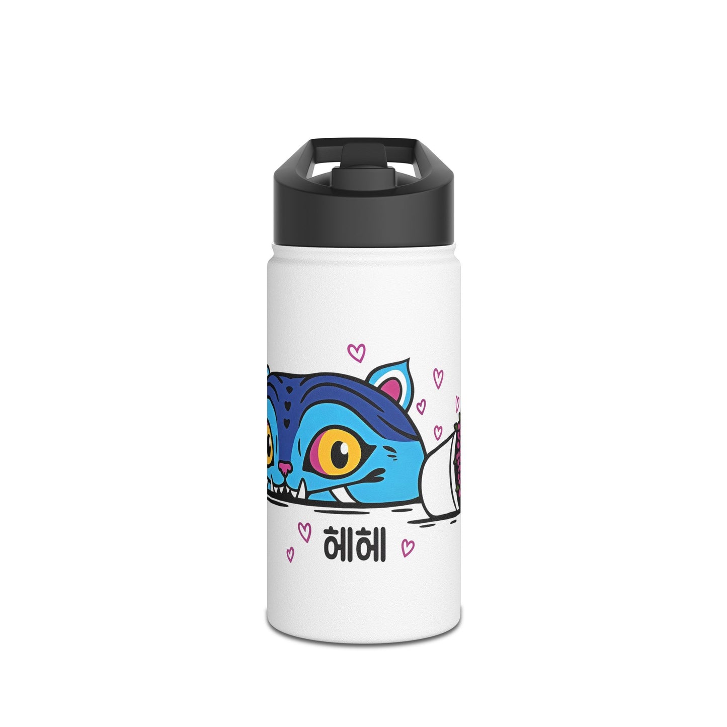 K-pop Demon Hunters - Derpy Cat Stainless Steel Water Bottle — Cute Korean ‘헤헤’ Peeking Design
