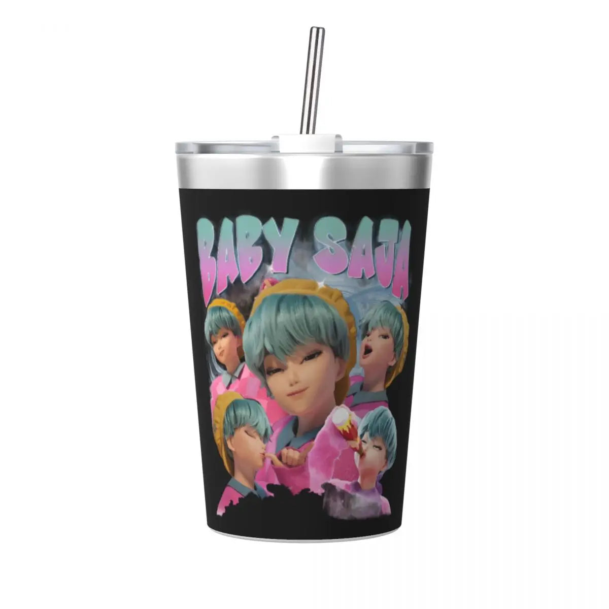 Kpop Demon Hunters Saja Boys 12oz Tumbler Stainless Steel Double Wall Vacuum Insulated Mug Cups With Straw for Cold Hot