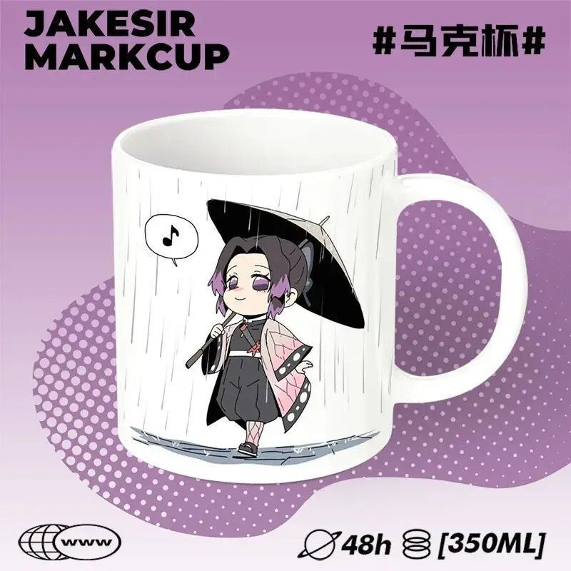 Creative Demon SlayerQ Edition Kanroji Mitsuri Tokitou Muichirou Nezuko Cute Anime Cartoon Pattern Fashion Ceramic Water Cup
