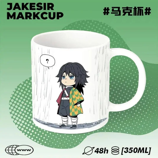 Creative Demon SlayerQ Edition Kanroji Mitsuri Tokitou Muichirou Nezuko Cute Anime Cartoon Pattern Fashion Ceramic Water Cup