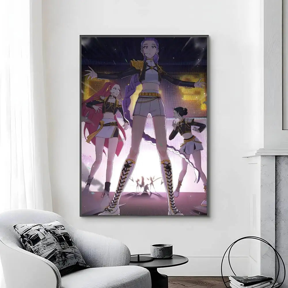 Cartoon Movie K-Pop Demon Hunters-A Poster Canvas painting poster with prints Home bedroom living room decoration gift