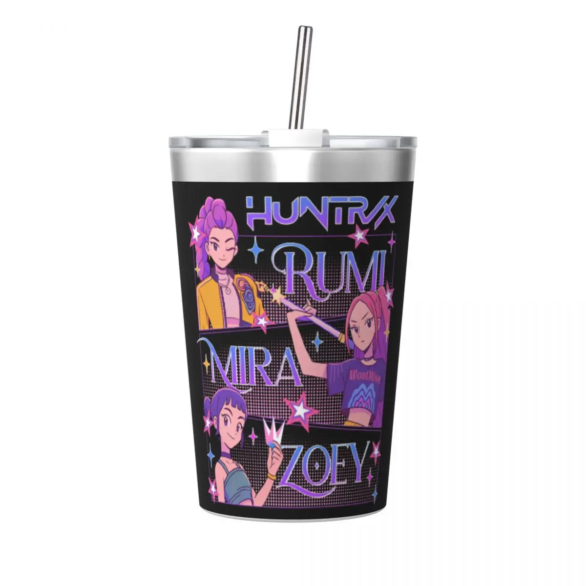 Kpop Demon Hunters Saja Boys 12oz Tumbler Stainless Steel Double Wall Vacuum Insulated Mug Cups With Straw for Cold Hot