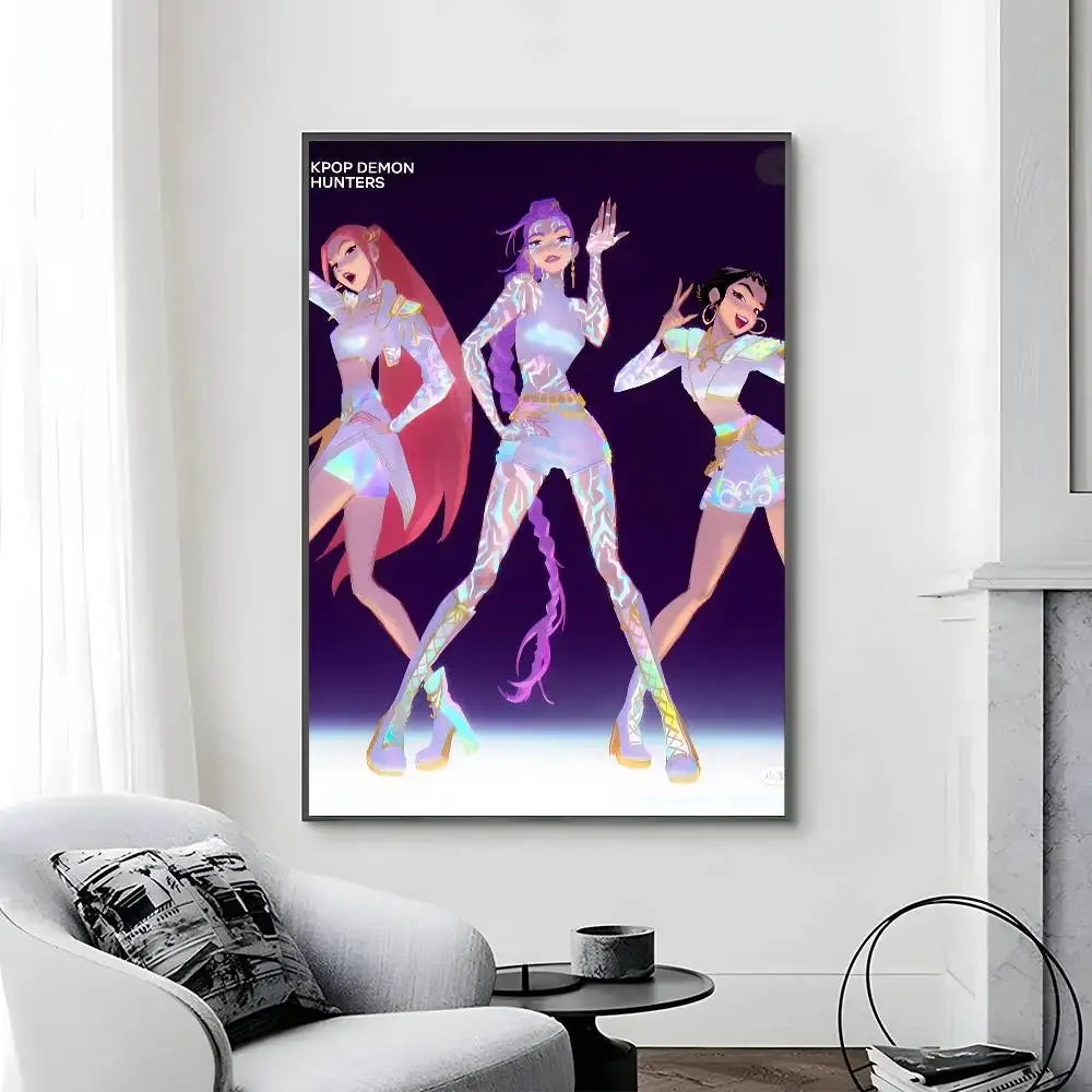 Cartoon Movie K-Pop Demon Hunters-A Poster Canvas painting poster with prints Home bedroom living room decoration gift