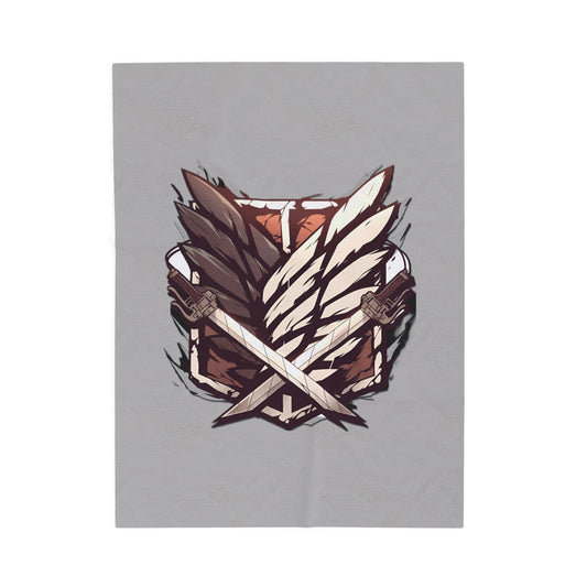 Attack on Titan Logo Velveteen Plush Blanket - Anime Fan Merch