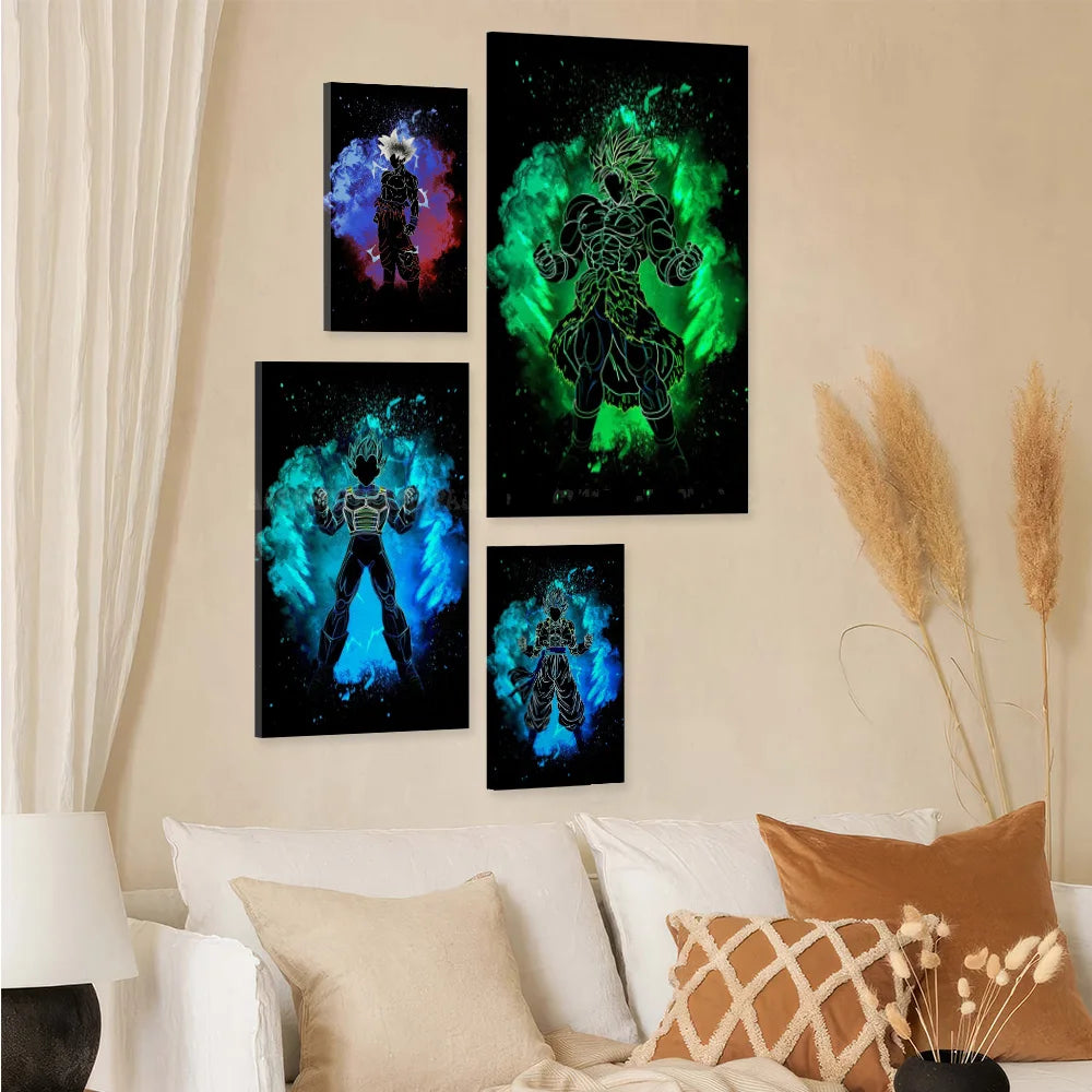 Room Wall Artwork Canvas Print Anime Dragon Ball Role With Frame Posters Home Decor Picture Modern Interior Painting Decoration