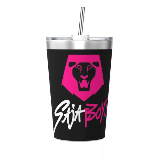Saja Boys Demon Kpop Demon Hunters Tumbler With Straw For Kids Stainless Steel Travel Mug Double Wall Vacuum Insulated 12oz