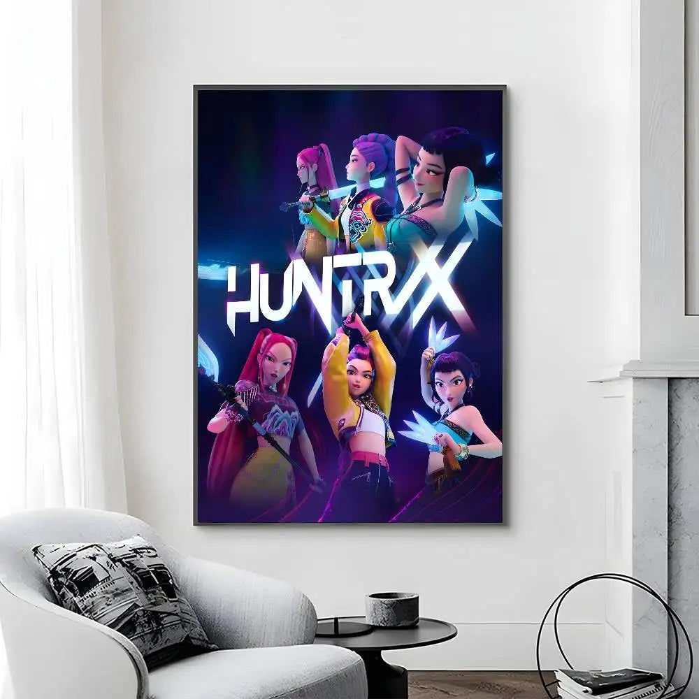 Cartoon Movie K-Pop Demon Hunters-A Poster Canvas painting poster with prints Home bedroom living room decoration gift