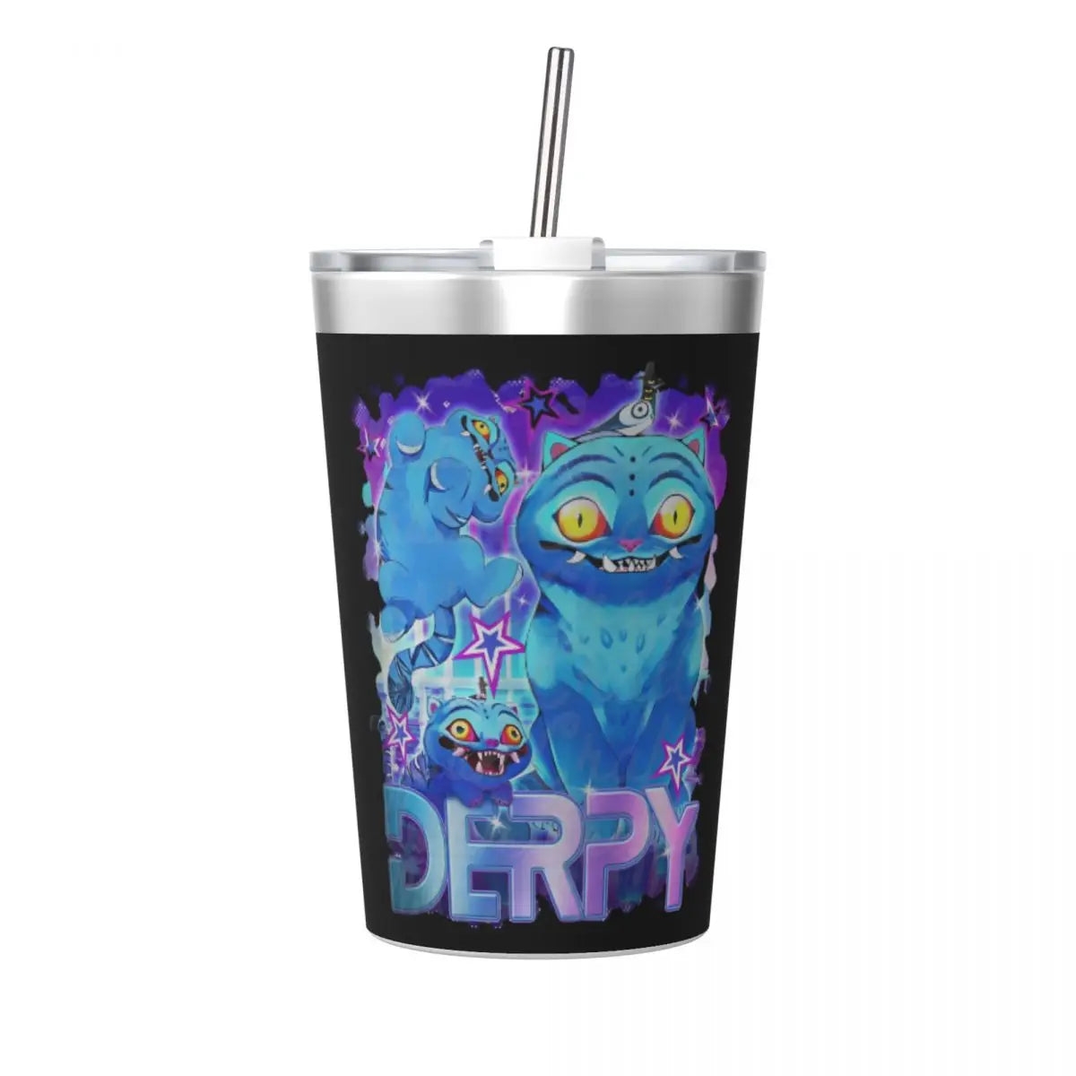 Saja Boys Demon Kpop Demon Hunters Tumbler With Straw For Kids Stainless Steel Travel Mug Double Wall Vacuum Insulated 12oz