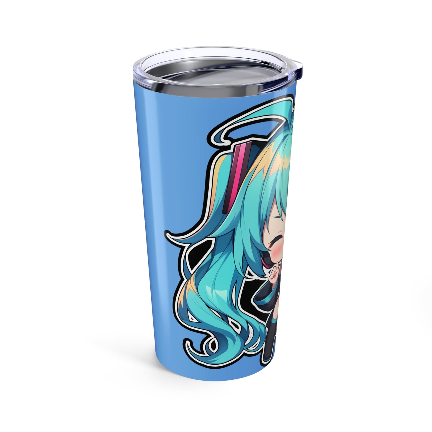 Chibi Anime Girl Stainless Steel 20oz Tumbler — Cute Blue Vocaloid-Inspired Design