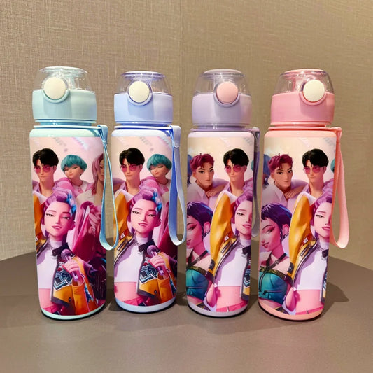 3D Printed Water Cup KPop Girl Demon Hunter Birthday Party Kpop Anime Portable Plastic Water Bottle 700ML Children's Cartoon Cup