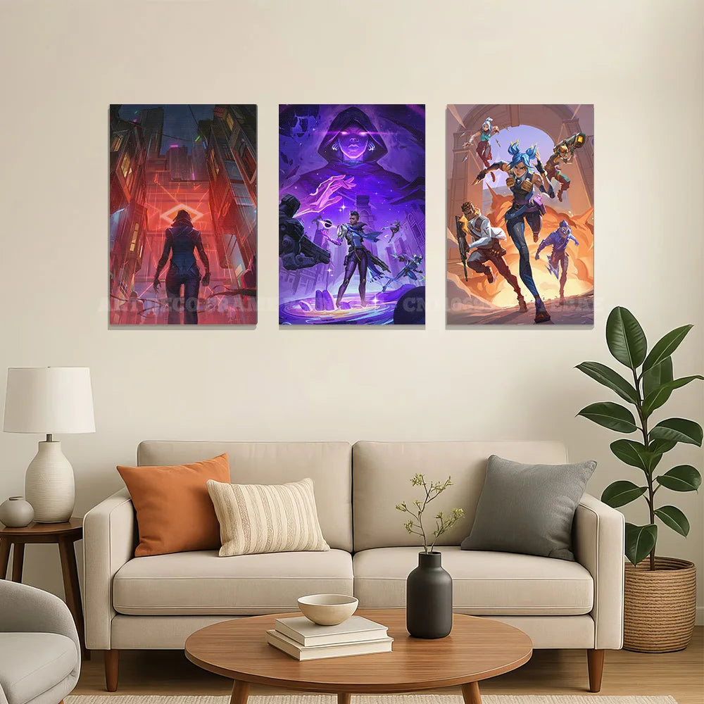 Valorant With Frame Decor Pictures Hot Game Anime Canvas Wall Artwork Paintings Printed Poster Living Room Home Decoration Mural