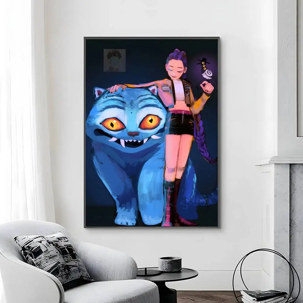 Cartoon Movie K-Pop Demon Hunters-A Poster Canvas painting poster with prints Home bedroom living room decoration gift