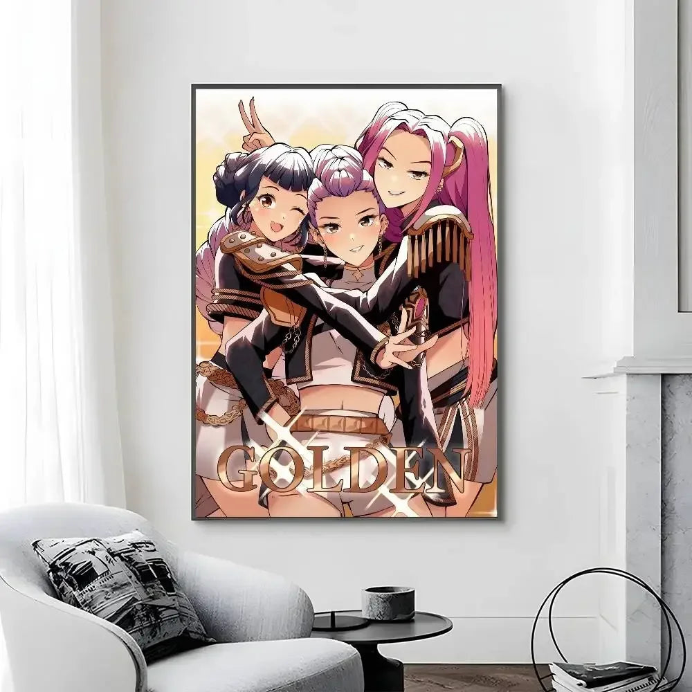 Cartoon Movie K-Pop Demon Hunters-A Poster Canvas painting poster with prints Home bedroom living room decoration gift