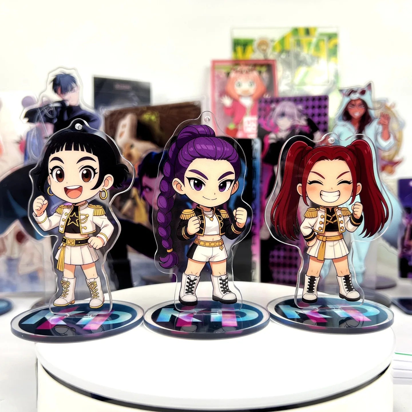 Kpop Demon Hunters American Anime Peripherals Q Version Acrylic Stands Collectible Desk Ornaments Creative Birthday Gift Toy