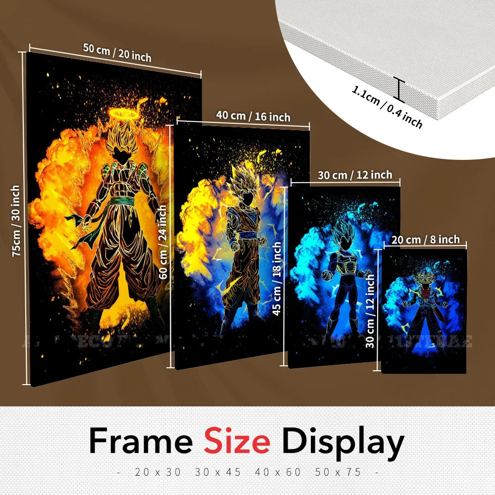 Room Wall Artwork Canvas Print Anime Dragon Ball Role With Frame Posters Home Decor Picture Modern Interior Painting Decoration