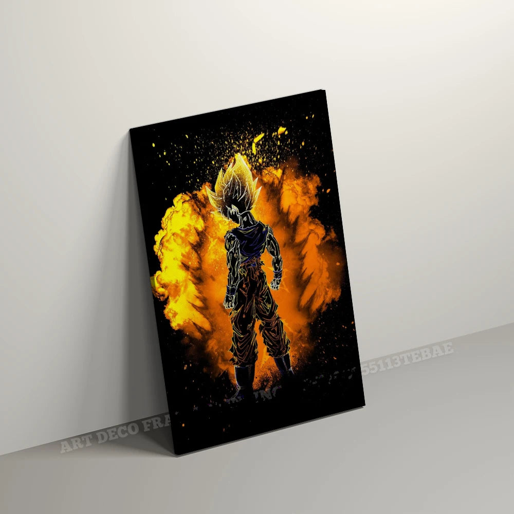 Room Wall Artwork Canvas Print Anime Dragon Ball Role With Frame Posters Home Decor Picture Modern Interior Painting Decoration