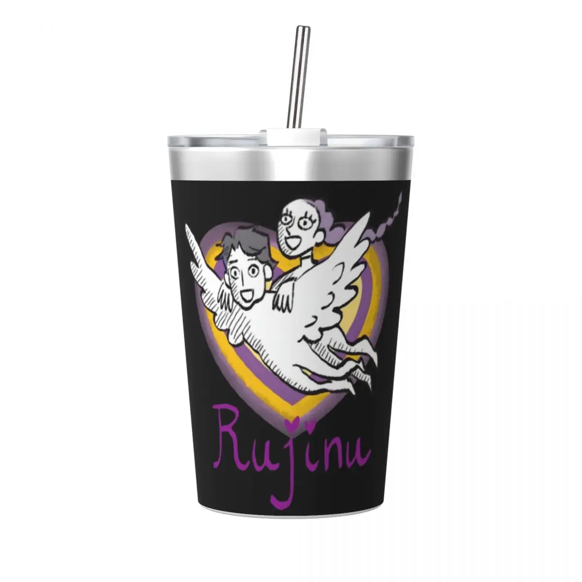 Saja Boys Demon Kpop Demon Hunters Tumbler With Straw For Kids Stainless Steel Travel Mug Double Wall Vacuum Insulated 12oz