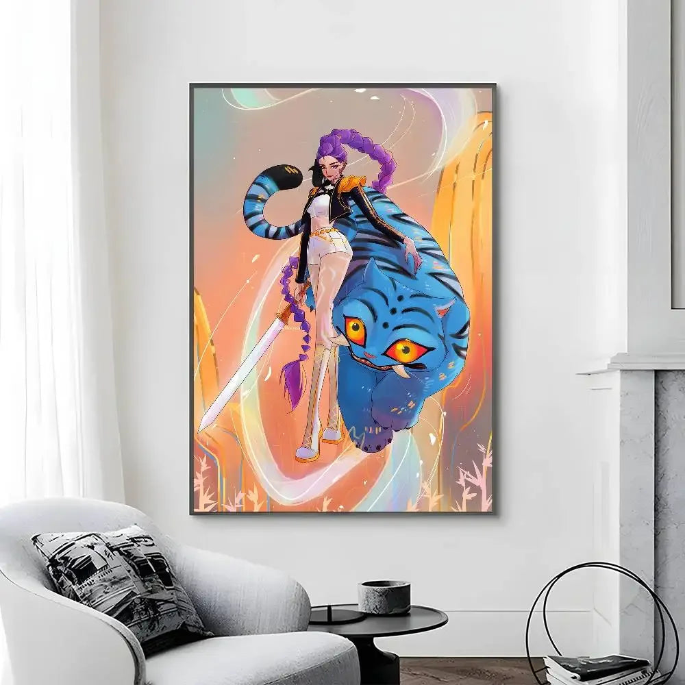 Cartoon Movie K-Pop Demon Hunters-A Poster Canvas painting poster with prints Home bedroom living room decoration gift