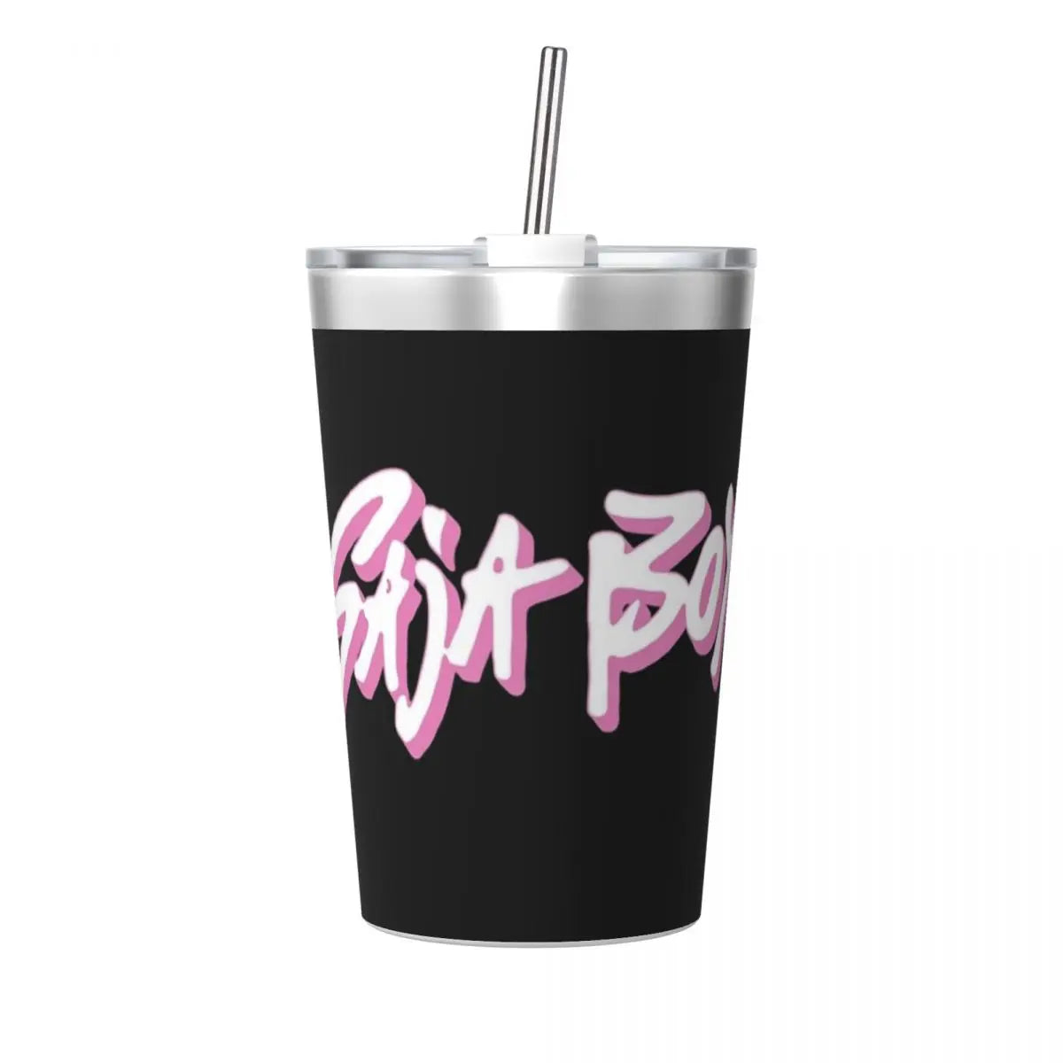 Saja Boys Demon Kpop Demon Hunters Tumbler With Straw For Kids Stainless Steel Travel Mug Double Wall Vacuum Insulated 12oz