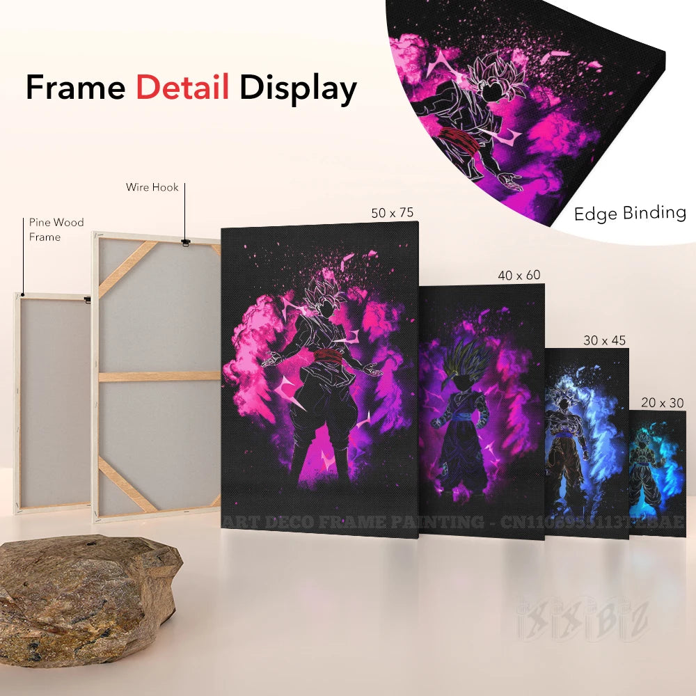 Room Wall Artwork Canvas Print Anime Dragon Ball Role With Frame Posters Home Decor Picture Modern Interior Painting Decoration