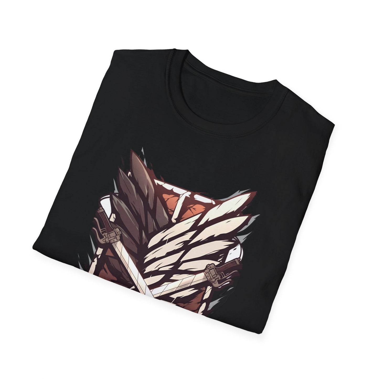Anime Scout Emblem T-Shirt — Dark Silhouette & Feather Crest Graphic Tee