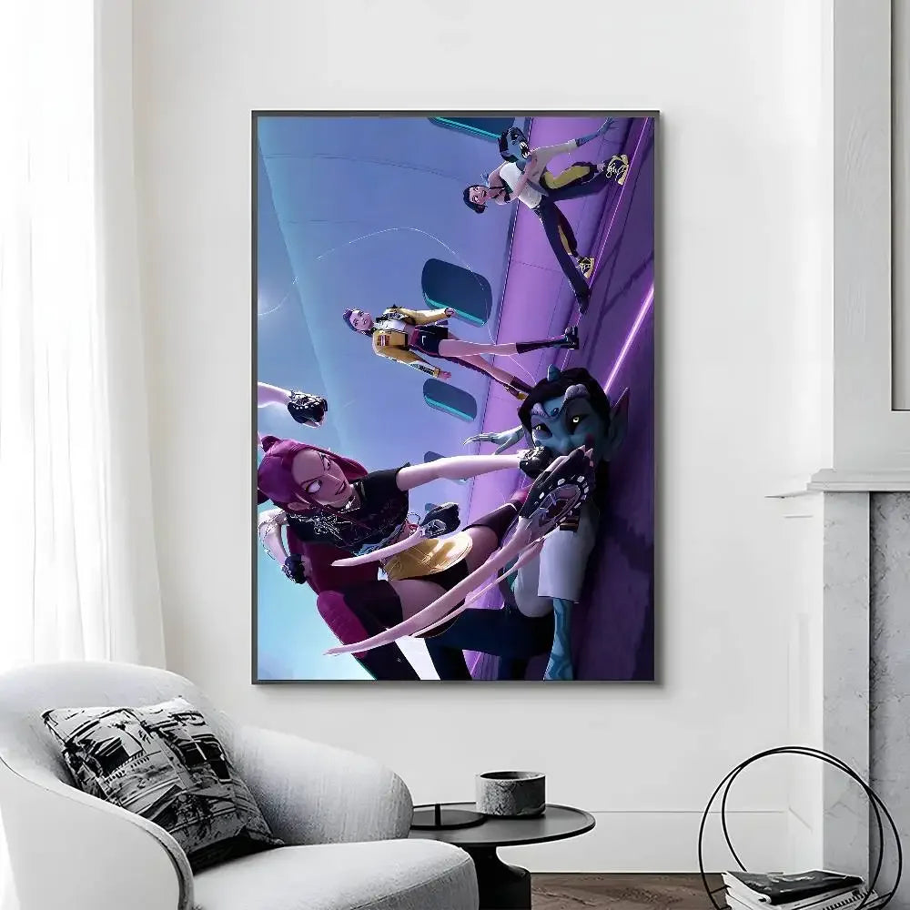 Cartoon Movie K-Pop Demon Hunters-A Poster Canvas painting poster with prints Home bedroom living room decoration gift