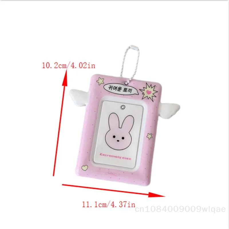 3" Photo Card Holder with Wings  - Cute PVC Display Sleeve for K-Pop Collection, ID & & Campus Card〔YY33〕